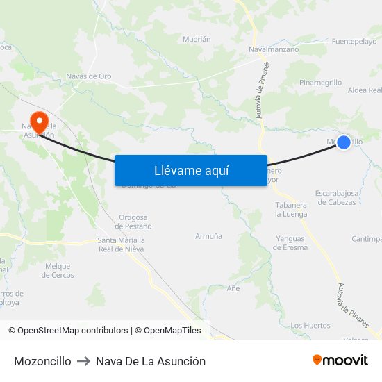 Mozoncillo to Nava De La Asunción map