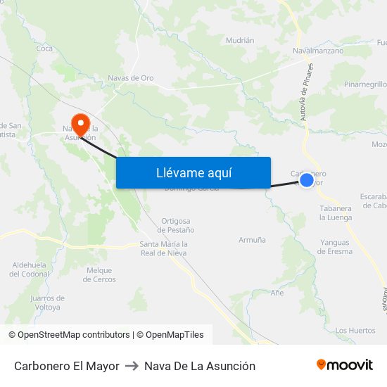 Carbonero El Mayor to Nava De La Asunción map