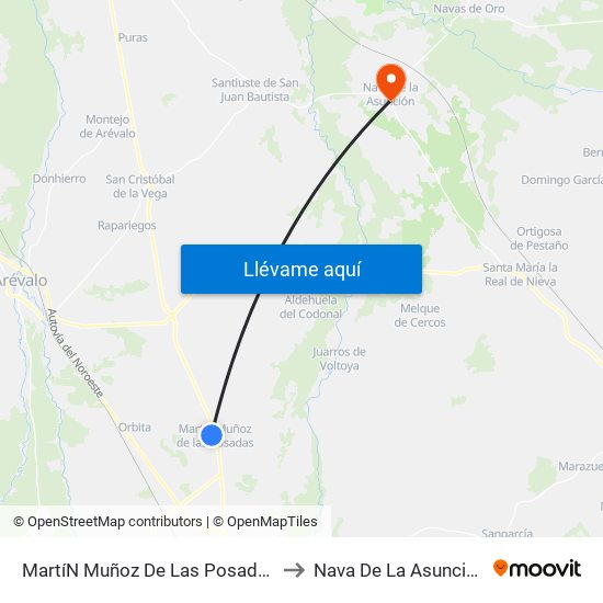 Martí­N Muñoz De Las Posadas to Nava De La Asunción map