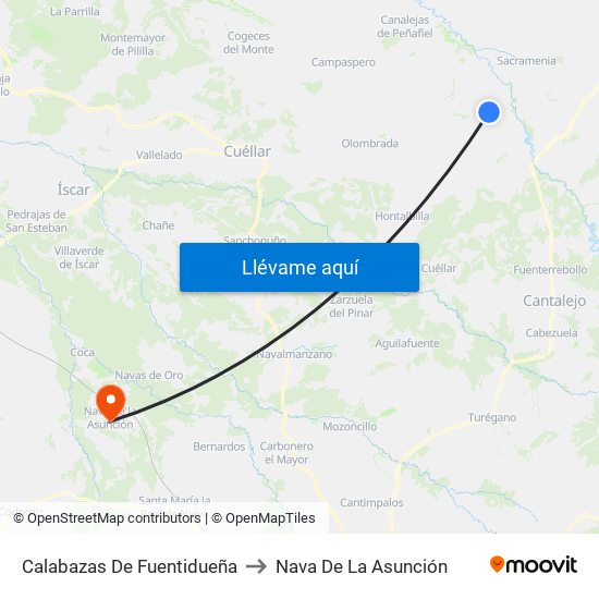 Calabazas De Fuentidueña to Nava De La Asunción map