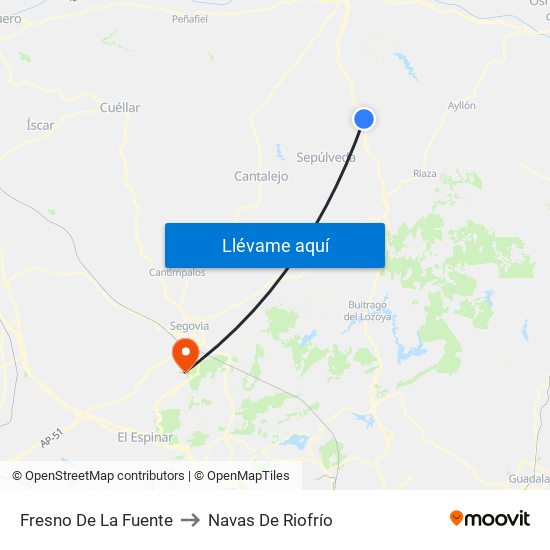 Fresno De La Fuente to Navas De Riofrío map