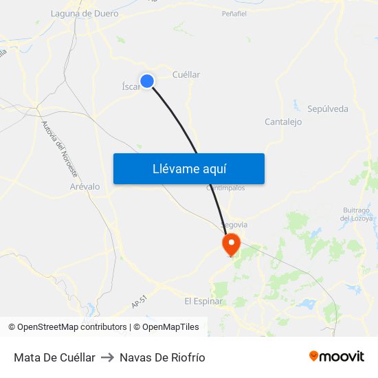 Mata De Cuéllar to Navas De Riofrío map