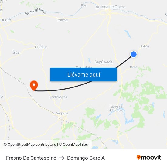 Fresno De Cantespino to Domingo Garcí­A map