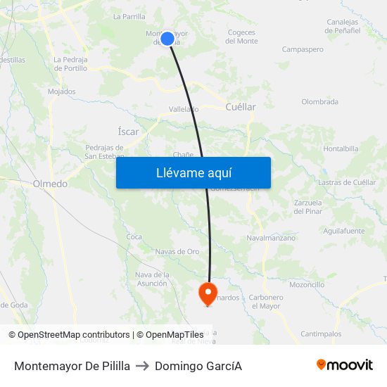 Montemayor De Pililla to Domingo Garcí­A map
