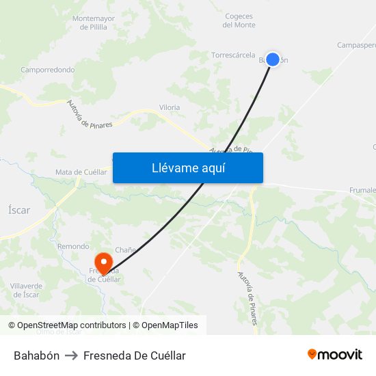 Bahabón to Fresneda De Cuéllar map