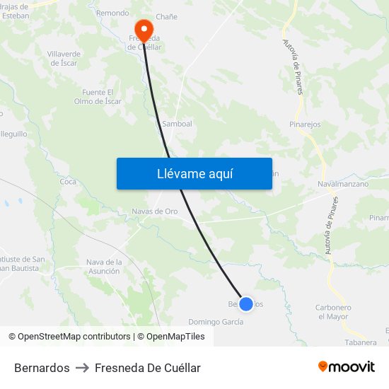 Bernardos to Fresneda De Cuéllar map