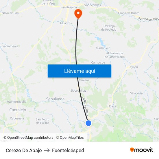 Cerezo De Abajo to Fuentelcésped map