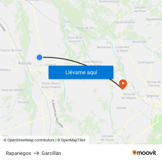 Rapariegos to Garcillán map
