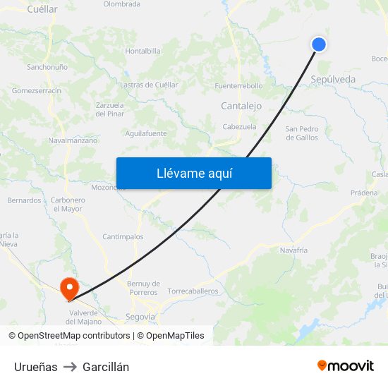 Urueñas to Garcillán map
