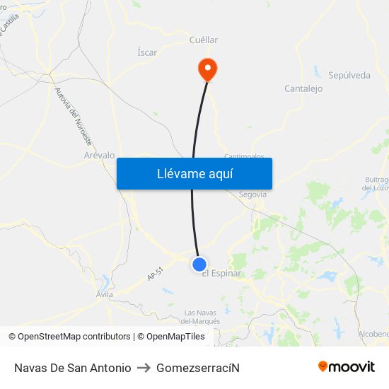 Navas De San Antonio to Gomezserrací­N map