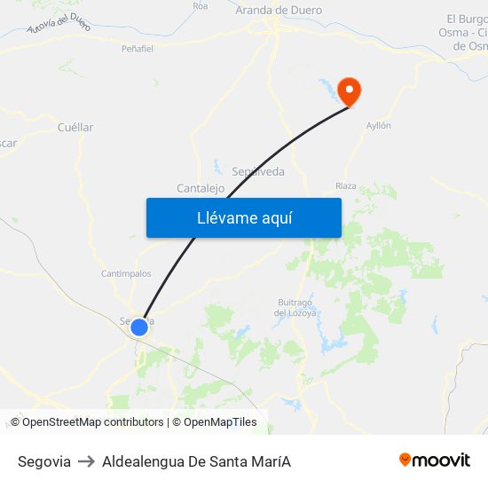 Segovia to Aldealengua De Santa Marí­A map