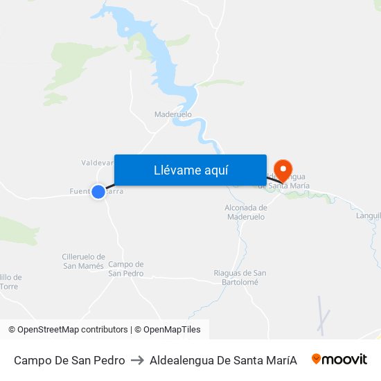 Campo De San Pedro to Aldealengua De Santa Marí­A map