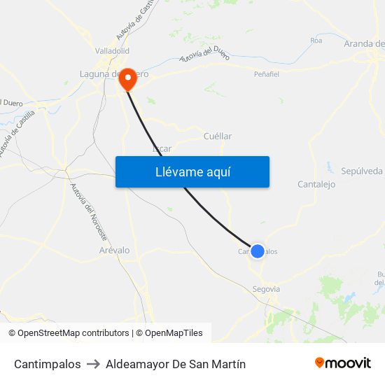 Cantimpalos to Aldeamayor De San Martín map