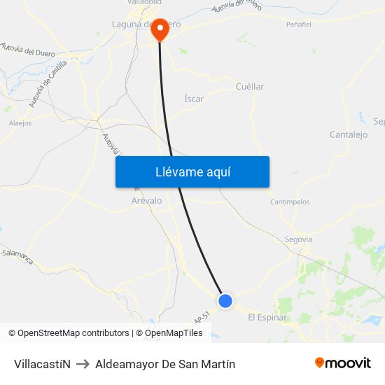 Villacastí­N to Aldeamayor De San Martín map