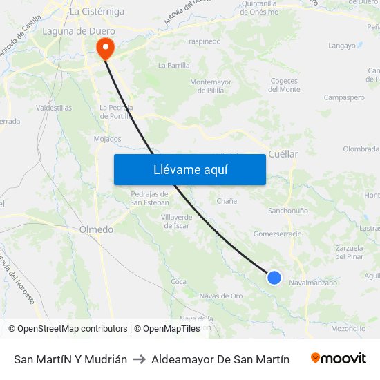 San Martí­N Y Mudrián to Aldeamayor De San Martín map