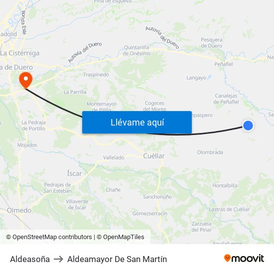 Aldeasoña to Aldeamayor De San Martín map