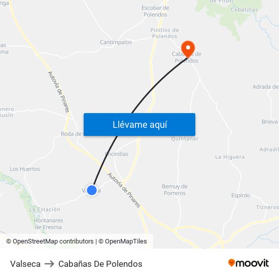 Valseca to Cabañas De Polendos map