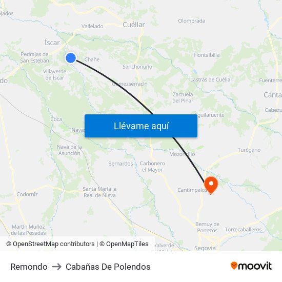 Remondo to Cabañas De Polendos map