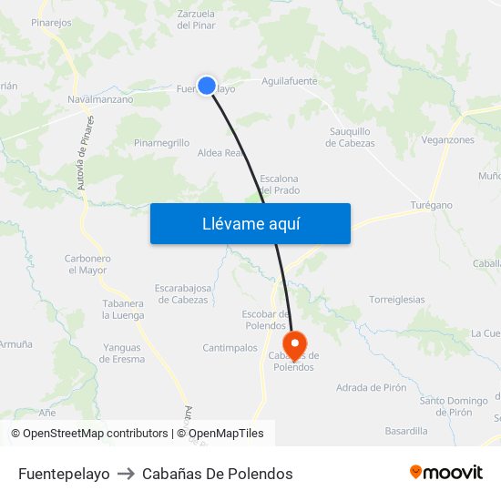 Fuentepelayo to Cabañas De Polendos map