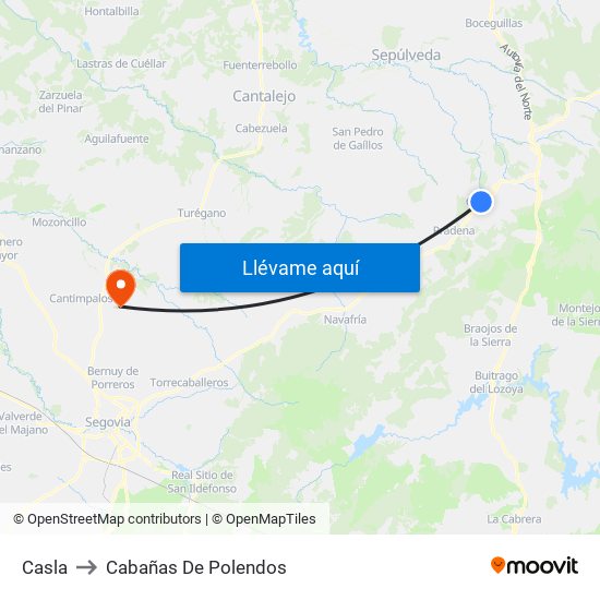 Casla to Cabañas De Polendos map