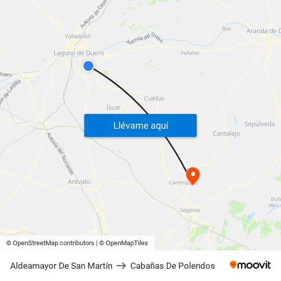 Aldeamayor De San Martín to Cabañas De Polendos map