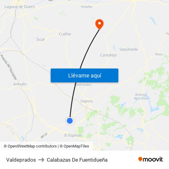 Valdeprados to Calabazas De Fuentidueña map
