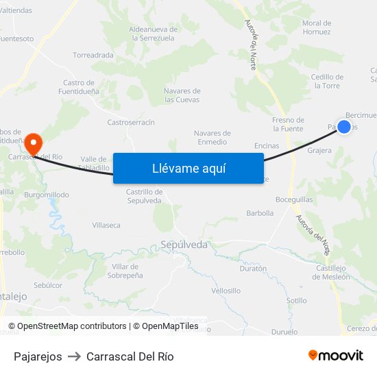 Pajarejos to Carrascal Del Río map