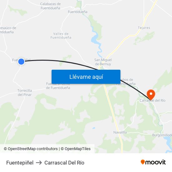 Fuentepiñel to Carrascal Del Río map
