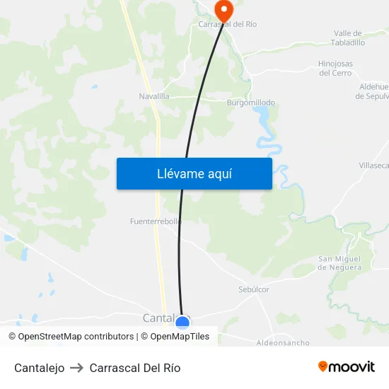 Cantalejo to Carrascal Del Río map