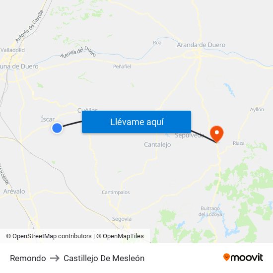 Remondo to Castillejo De Mesleón map