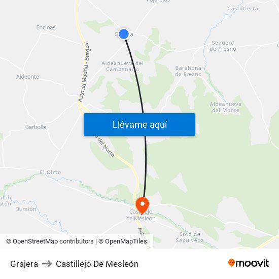 Grajera to Castillejo De Mesleón map