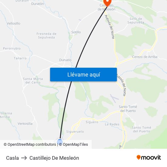 Casla to Castillejo De Mesleón map