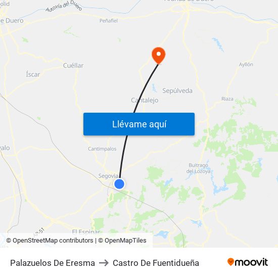 Palazuelos De Eresma to Castro De Fuentidueña map