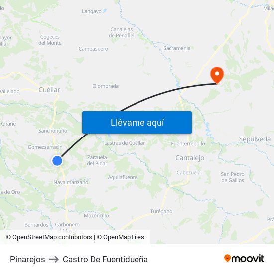 Pinarejos to Castro De Fuentidueña map