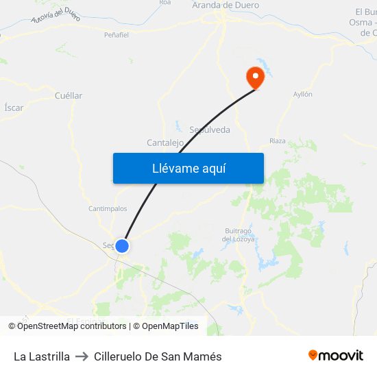 La Lastrilla to Cilleruelo De San Mamés map