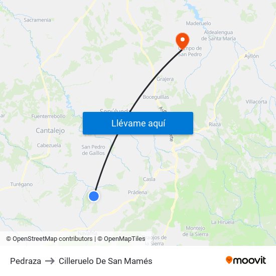 Pedraza to Cilleruelo De San Mamés map