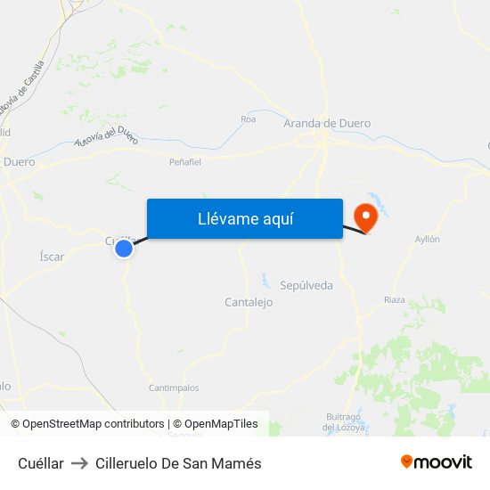 Cuéllar to Cilleruelo De San Mamés map
