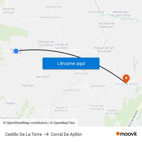 Cedillo De La Torre to Corral De Ayllón map