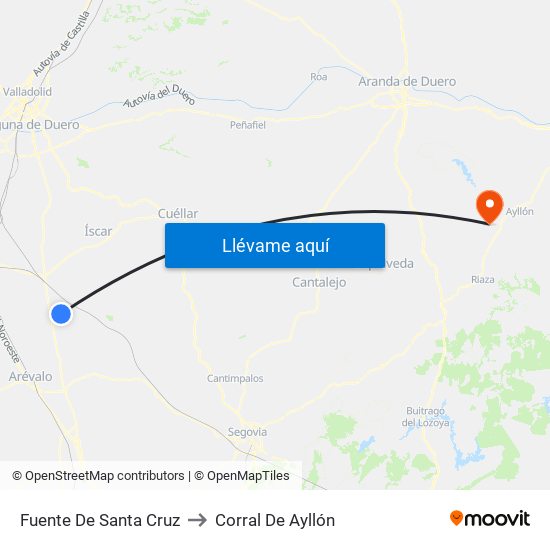 Fuente De Santa Cruz to Corral De Ayllón map