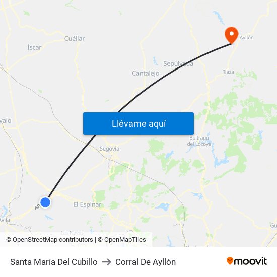 Santa María Del Cubillo to Corral De Ayllón map