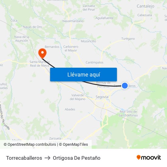 Torrecaballeros to Ortigosa De Pestaño map