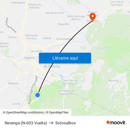 Revenga (N-603 Vuelta) to Sotosalbos map