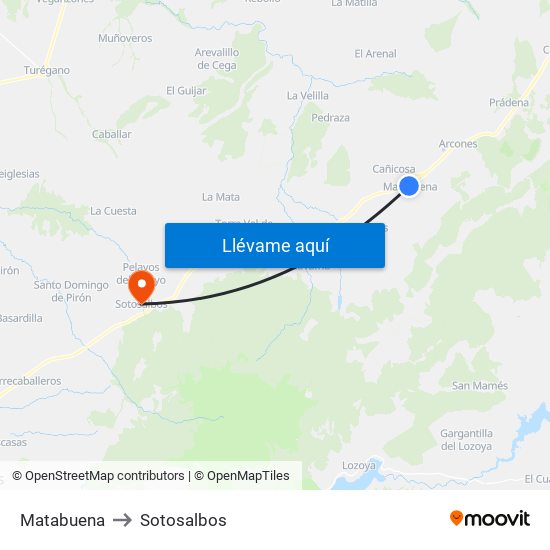 Matabuena to Sotosalbos map