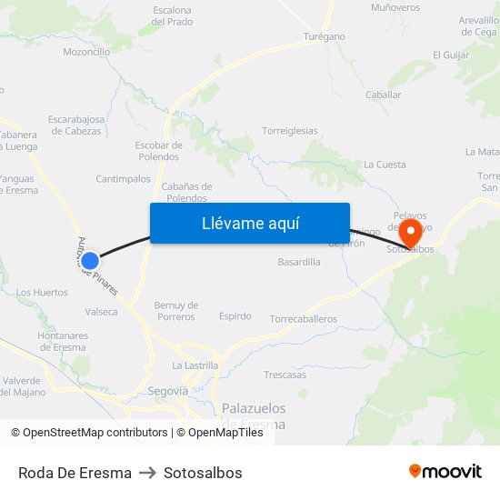 Roda De Eresma to Sotosalbos map