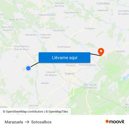 Marazuela to Sotosalbos map