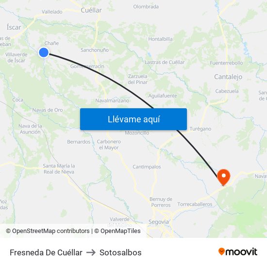 Fresneda De Cuéllar to Sotosalbos map