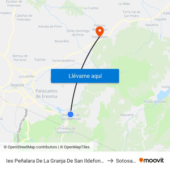 Ies Peñalara De La Granja De San Ildefonso (Descenso) to Sotosalbos map
