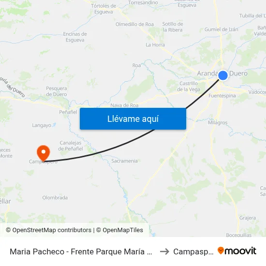 Maria Pacheco - Frente Parque María Pacheco to Campaspero map