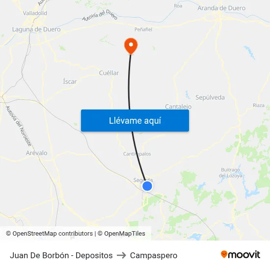Juan De Borbón - Depositos to Campaspero map