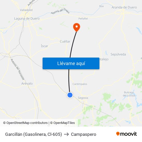 Garcillán (Gasolinera, Cl-605) to Campaspero map